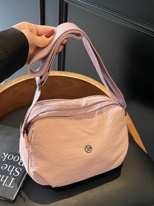 Women Large Capacity Canvas Shoulder Bag Multi Layer Zip Crossbody Purse Casual Messenger Bag With Wide Adjustable Strap