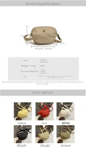 Detailed size chart and multi-color specifications for the crossbody shoulder bag