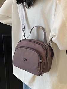 Fashion nylon multi-zipper handbag with adjustable shoulder strap and large capacity