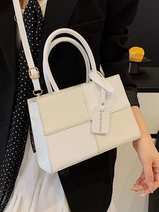 Sac à main carré bicolore chic pour femme avec poignée et bandoulière réglable