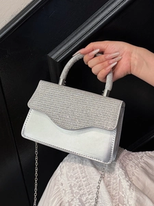 Élégant Sac de Soirée à Strass Brillants pour Femmes en Cuir PU Sac à Main de Banquet Mariage Avec Bandoulière Chaîne Métallique