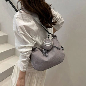 Women Canvas Half Moon Shoulder Bag With Round Pouch Large Capacity Adjustable Strap Casual Tote Crossbody Bag Fashion Hobo Purse
