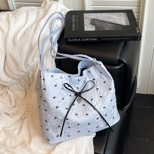Süße Bedruckte Schultertasche Aus Segeltuch Mit Schleife Großes Fassungsvermögen Ideal Für Das Tägliche Pendeln Damen Handtasche