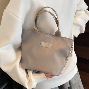 Women's Casual Oxford Cloth Shoulder Bag Lightweight Water Resistant Mini Tote Bag Fashion Letter Patch Square Handbag