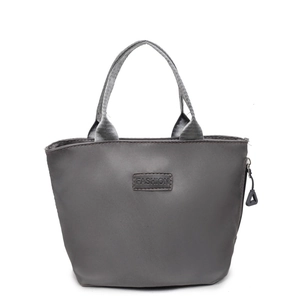 Waterproof gray nylon crossbody phone bag with fashion label and top handle for women