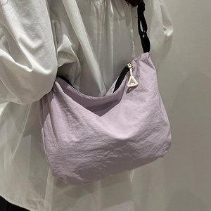 Women Waterproof Canvas Shoulder Bag Casual Literary Hobo Crossbody Bag Solid Color Zipper Underarm Bag For Daily Outing