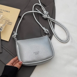Minimalist Pebble Grain PU Leather Mini Crossbody Bag For Women Chic Small Square Shoulder Bag Knot Strap Zipper Handbag