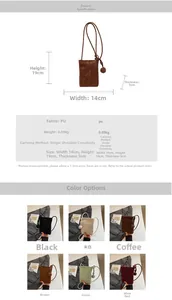 Size chart for leopard print PU leather crossbody phone bag with detailed dimensions