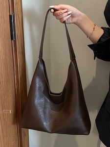 Vintage PU Leather Large Capacity Shoulder Bag For Women Minimalist Hobo Tote Commuter Handbag Set With Matching Pouch