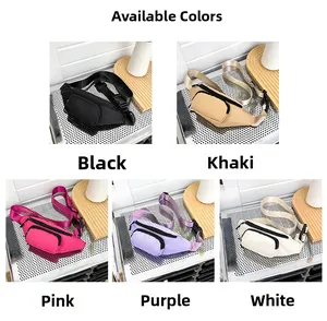 Detailed grid showing waterproof oxford cloth fanny packs in five vibrant color options