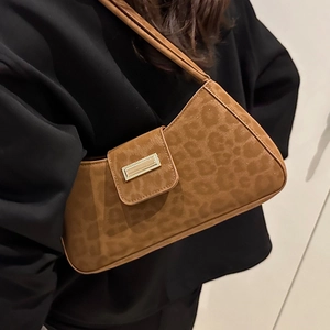 Sac sous les bras à motif léopard rétro avec boucle dorée pour la mode féminine d'automne