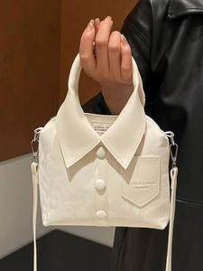 Sac à main créatif blanc style chemise avec revers et boutons pour femme