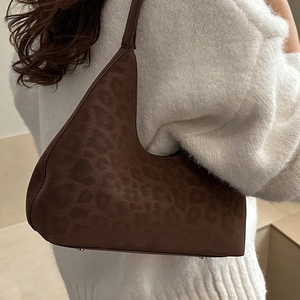 Vintage Leopard Print PU Underarm Bag For Women Fashion Hobo Shoulder Bag Zipper Casual Tote Daily Versatile Handbag