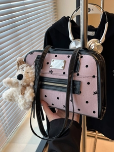 Vintage Polka Dot Tote Bag Bow Pattern Large Capacity PU Leather Shoulder Underarm Backpack For Women Casual Daily Bag