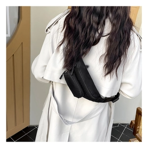 Detailed back view of a versatile black waterproof oxford cloth chest bag with adjustable strap