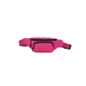 Waterproof fuchsia nylon crossbody bag with dual zippered pockets and adjustable strap