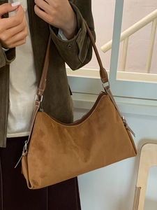 Borsa a Spalla da Donna Vintage in Pelle PU Smerigliata Grande Capacità Borsa Hobo Sottobraccio con Cuciture Autunno Inverno
