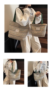 Close-up of high-capacity tote bags set featuring colorful ethnic geometric patterns