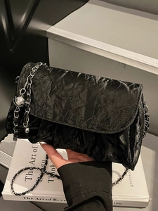 Chic Ruched Cloud Bag For Women PU Leather Chain Strap Shoulder Crossbody Bag Minimalist Elegant Versatile Square Handbag