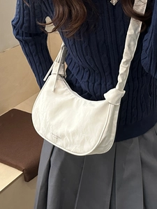 Women's Minimalist PU Leather Hobo Bag Ruched Shoulder Strap Fashion Half Moon Underarm Bag Casual Daily Top Handle Bag