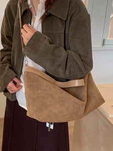 Sac Cabas en Cuir PU Mat à la Mode Grande Capacité Rétro Décontracté Aspect Daim Sac à Bandoulière Avec Fermeture Éclair