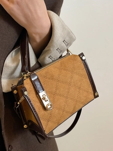 Sac à Épaule Matelassé en PU Vintage pour Femmes Rétro Grande Capacité Bloc de Couleur Sac à Main Sac à Bandoulière Décontracté Sac Fourre-tout