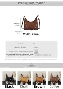 Tabella delle taglie e specifiche dettagliate per la borsa hobo vintage in pelle PU