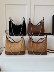 Borse a tracolla vintage da donna in pelle scamosciata con catena dorata in quattro colori