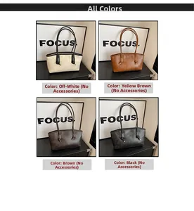 Multi-color view of large capacity faux leather tote bags in beige, brown, and black