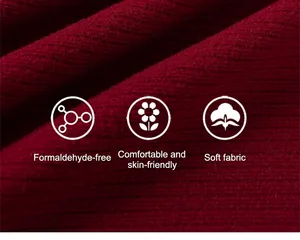Macro di tessuto a maglia a coste rosso scuro, texture morbida e densa per abiti da neonata