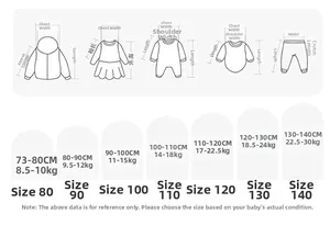 Tableau des tailles détaillé pour vestes d'hiver enfants avec mesures de taille et poids