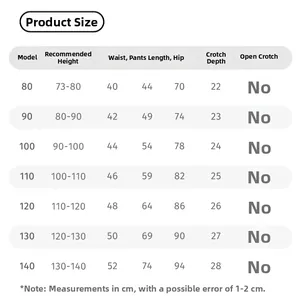 Tableau des tailles détaillé pour pantalons rembourrés enfant avec mesures précises