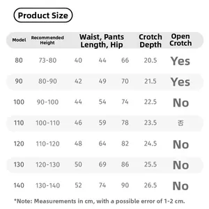 Detailed size chart for girls winter thermal denim trousers ranging from 80 to 140 cm