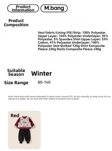 Detailed fabric specs for boys Chinese style 3-piece winter set with fleece lining