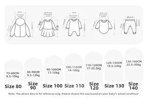 Size chart for boys traditional chinese style 3-piece set from size 80 to 140