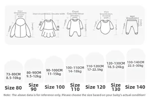 Size chart for girls' knit cardigan and wide-leg pants set, covering heights 73cm to 140cm