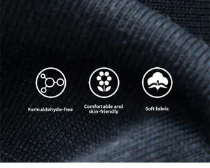 Close-up of soft navy ribbed knit fabric, formaldehyde-free and skin-friendly texture