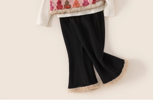 Detail of pink traditional vest with gourd pattern, fur collar and ribbed long sleeves