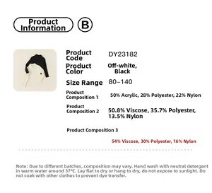 Detailed size chart and fabric composition for girls' winter two-piece knitting set