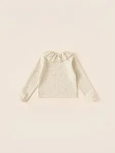 Girls Sweet Ruffle Collar Knit Sweater Thickened Warm Winter Pullover Speckled Long Sleeve Base Top For Kids