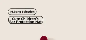 Detail of children's cute knit hat with red and white stripes and fluffy pom-pom