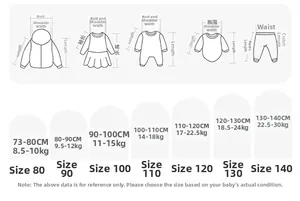 Size chart for girls flare trousers and clothes including height and weight measurements