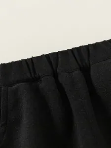Pantaloni sportivi tinta unita per bambini con vita elastica in cotone lavorato premium