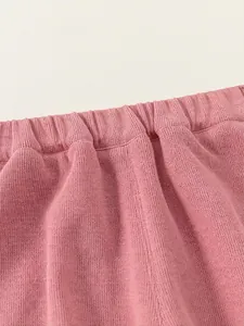 Rosa Strick-Jogginghose für Kleinkinder mit elastischem Bund und weichem Strukturstoff