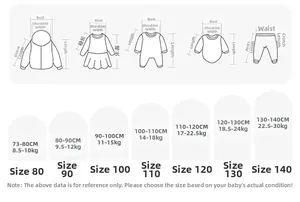 Size chart for children's sweatpants showing height and weight for sizes 80 to 140 cm