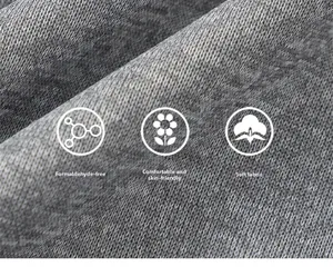 Macro shot of grey knitted fabric showing soft texture and skin-friendly quality