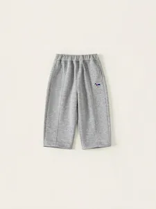 Pantalons de Jogging en Mélange de Coton pour Enfants Pantalons de Sport avec Taille Élastique Écusson Brodé Chien pour Garçons et Filles