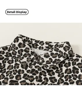 Detail of classic square collar and leopard print pattern on boy's fashion shirt