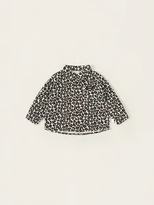 Boys Casual Leopard Print Long Sleeve Shirt Turn Down Collar Polyester Top Spring Autumn Kids Fashion Button Down Shirt