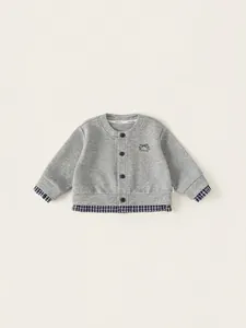 Girls Casual Knitted Cardigan Jacket For Toddler Kids Gray Plaid Patchwork Fake Two Piece Design Bow Embroidered Outerwear